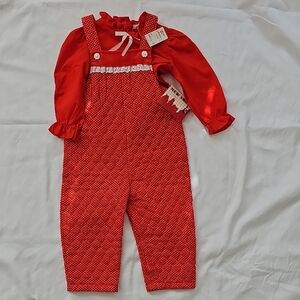 Vintage Carter's Red Jumpsuit with White Accents